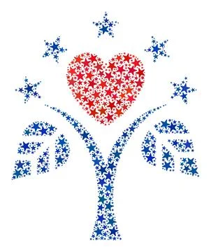 Vector Life Tree Mosaic of Stars in American Democratic Colors Illustrazione stock