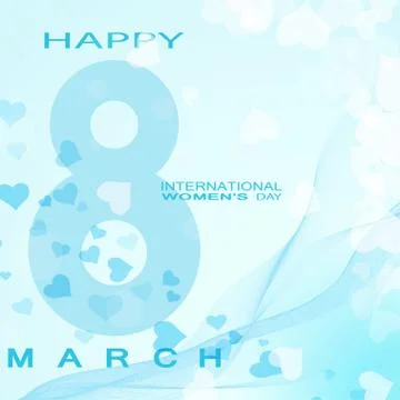 Vector light blue background of Happy International Women's Day with pattern  Stock Illustration
