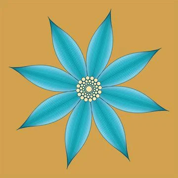 Vector light blue contouring flower. Linear drawing. Stock Illustration