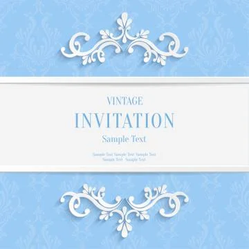 Vector Light Blue Floral 3d Christmas and Invitation Cards Background Stock Illustration