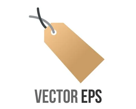 Vector light brown rectangular price tag with hole and string icon Stock Illustration