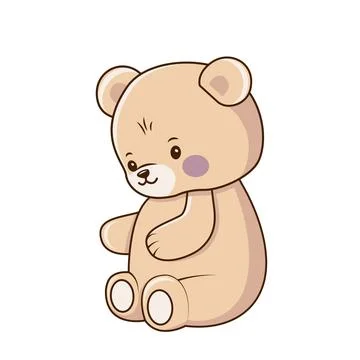 Vector light brown toy, soft toy for children, small size bear icon. Vector Stock Illustration