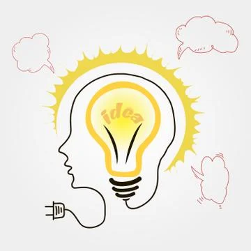 Vector light bulb hand drawn Stock Illustration