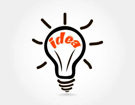 Vector light bulb icon with concept of idea. Doodle hand drawn sign. Stock Illustration