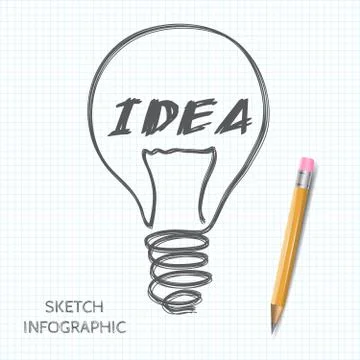 Vector light bulb icon with concept of idea. Stock Illustration