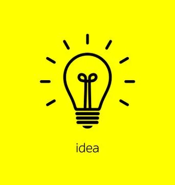 Vector light bulb icon with concept of idea. Brainstorming. Stock Illustration