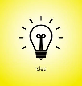 Vector light bulb icon with concept of idea. Brainstorming. Stock Illustration