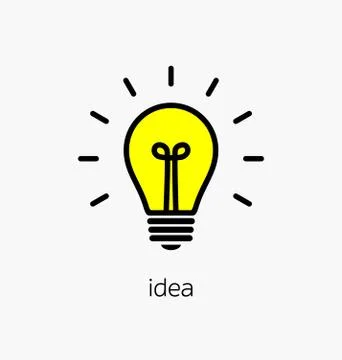 Vector light bulb icon with concept of idea. Brainstorming. Illustrazione stock