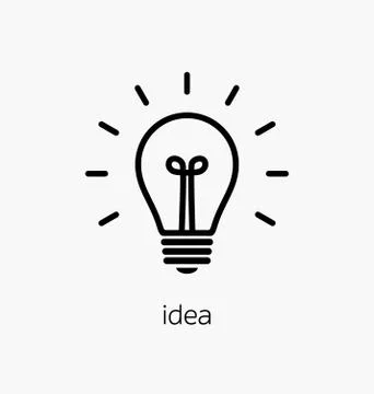 Vector light bulb icon with concept of idea. Brainstorming. Stock Illustration