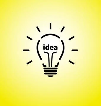 Vector light bulb icon with concept of idea. Brainstorming. Illustrazione stock