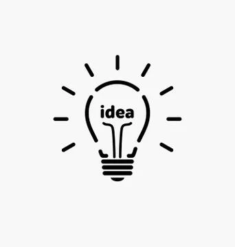 Vector light bulb icon with concept of idea. Brainstorming. Stock Illustration