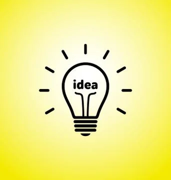 Vector light bulb icon with concept of idea. Brainstorming. Stock Illustration