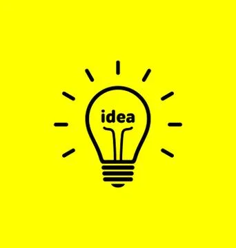Vector light bulb icon with concept of idea. Brainstorming. Stock Illustration