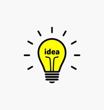 Vector light bulb icon with concept of idea. Brainstorming. Stock Illustration