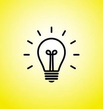 Vector light bulb icon with concept of idea. Brainstorming. Stock Illustration