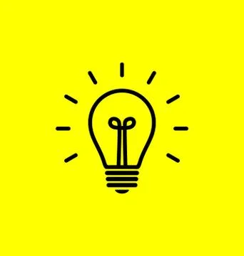 Vector light bulb icon with concept of idea. Brainstorming. Stock Illustration