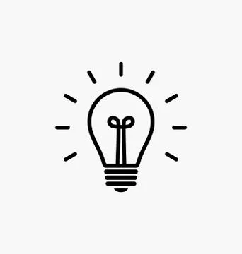 Vector light bulb icon with concept of idea. Brainstorming. Stock Illustration