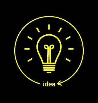 Vector light bulb icon with concept of idea. Brainstorming. Stock Illustration