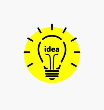 Vector light bulb icon with concept of idea. Brainstorming. Stock Illustration