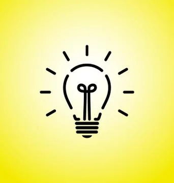 Vector light bulb icon with concept of idea. Brainstorming. Stock Illustration