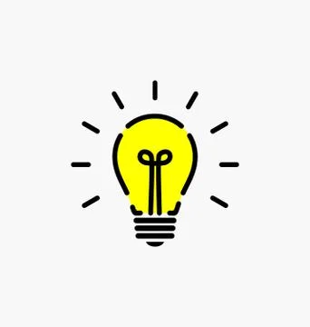 Vector light bulb icon with concept of idea. Brainstorming. Stock Illustration