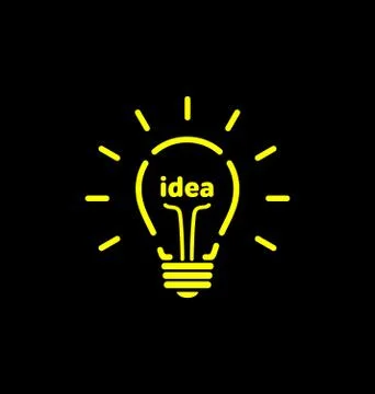 Vector light bulb icon with concept of idea. Brainstorming. Stock Illustration