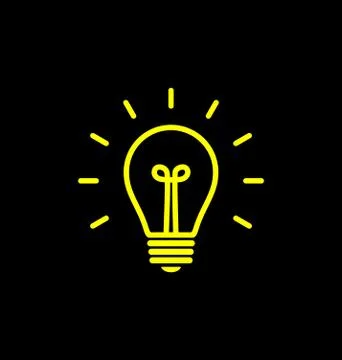 Vector light bulb icon with concept of idea. Brainstorming. Stock Illustration