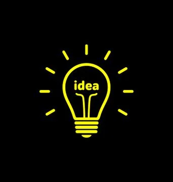 Vector light bulb icon with concept of idea. Brainstorming. Stock Illustration