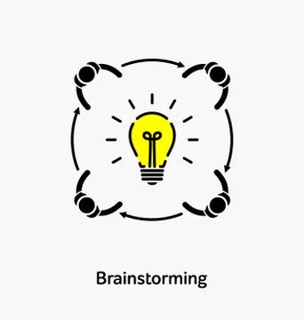 Vector light bulb icon with concept of idea. Brainstorming. Stock Illustration