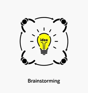 Vector light bulb icon with concept of idea. Brainstorming. Stock Illustration