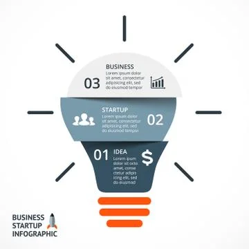 Vector light bulb infographic. Template for circle diagram, graph, presentation 스톡 일러스트