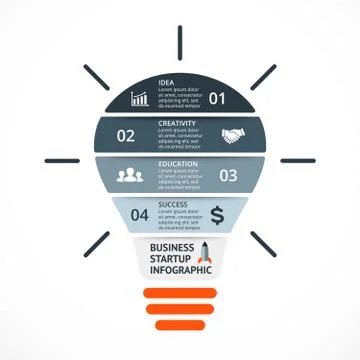 Vector light bulb infographic. Template for circle diagram, graph, presentation Stock Illustration