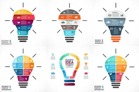 Vector light bulb infographic. Template for circle diagram, graph, presentation Stock Illustration