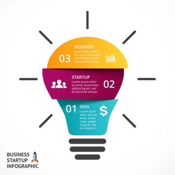 Vector light bulb infographic. Template for lamp diagram, graph, presentation Stock Illustration