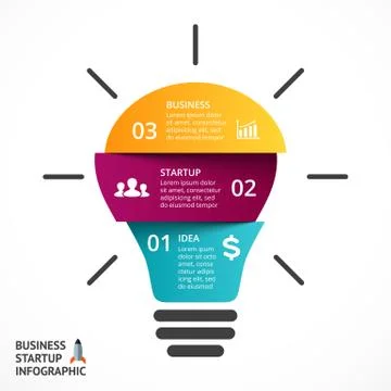 Vector light bulb infographic. Template for lamp diagram, graph, presentation 스톡 일러스트