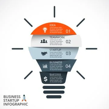 Vector light bulb infographic. Template for circle diagram, graph, presentation Stock Illustration