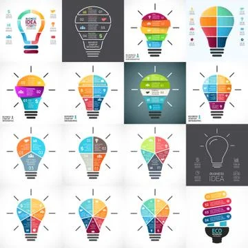 Vector light bulb infographic. Template for circle diagram, graph, presentation 스톡 일러스트