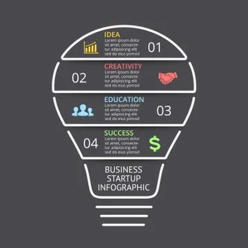 Vector light bulb linear infographic. Template for lines diagram, graph Stock Illustration