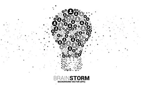 Vector light bulb from people icon. Concept of business idea and brainstorm. Stock Illustration