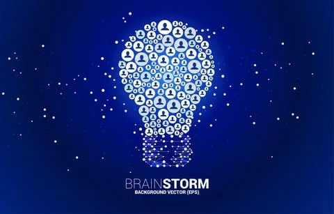 Vector light bulb from people icon. Concept of business idea and brainstorm. Stock Illustration
