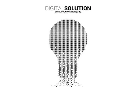 Vector light bulb from pixel square. Concept of business plan and creative id Stock Illustration