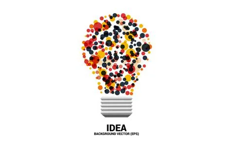 Vector light bulb from random dot. Concept of business plan and creative idea Illustrazione stock