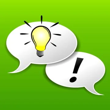 Vector light bulb speech bubble Illustrazione stock
