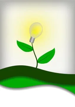 Vector : Light bulb tree and leaves Stock Illustration