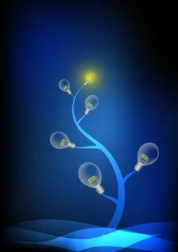 Vector : Light bulb tree and leaves Stock Illustration