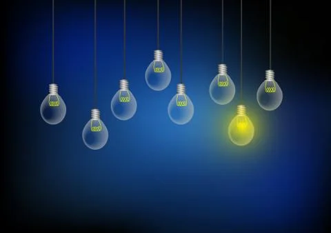Vector : Light bulbs on blue background Stock Illustration
