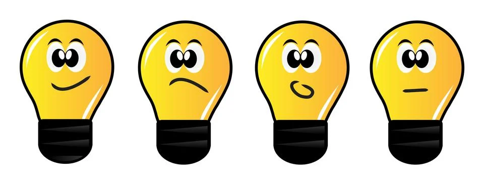 Vector light bulbs with emotions Stock Illustration