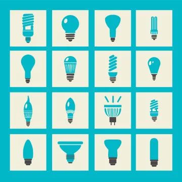 Vector light bulbs icon set Illustrazione stock