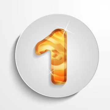 Vector light circle icon wood number  1 Stock Illustration