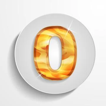 Vector light circle icon wood number 0 Stock Illustration